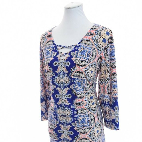 Wisp Blue Paisley Scarf Print Shift Dress SZ 6P - Picture 4 of 15